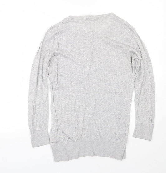 H&M Womens Grey Crew Neck  Viscose Pullover Jumper Size M