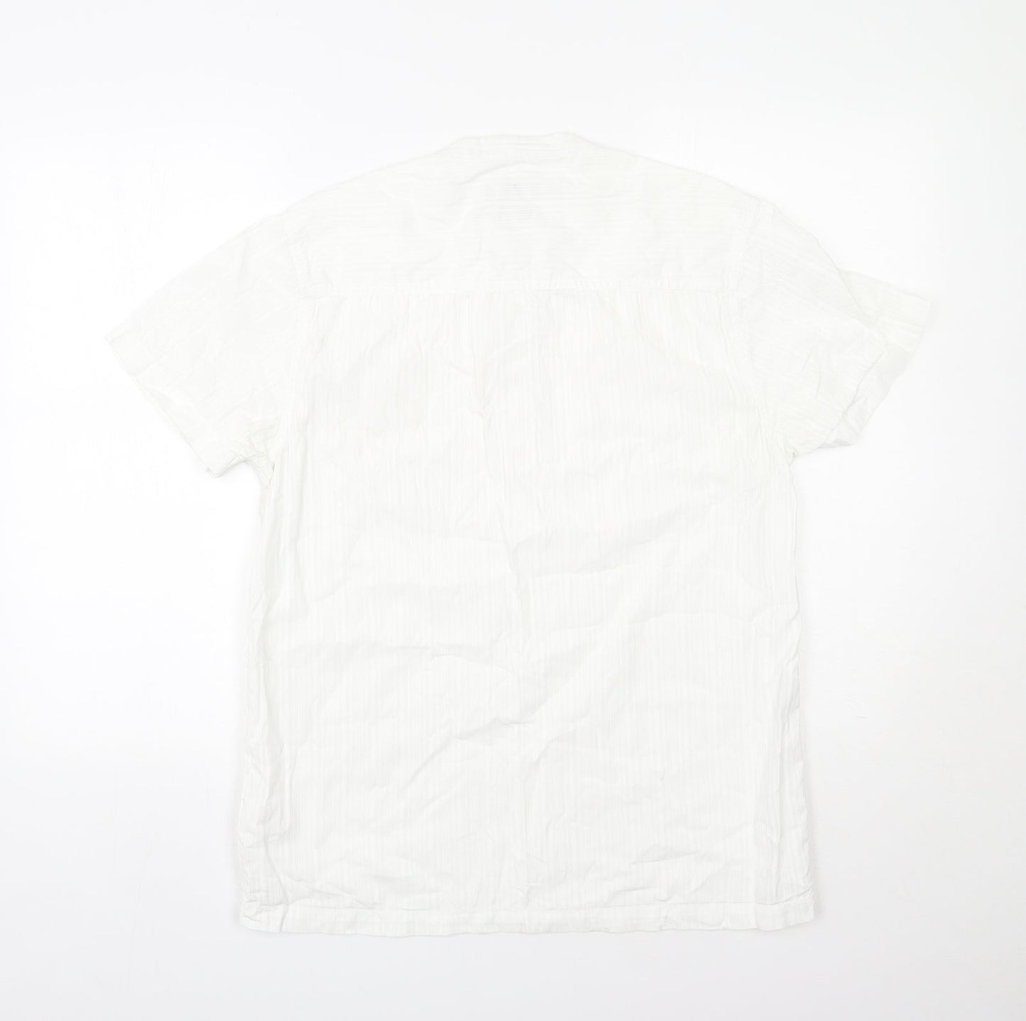 Peacocks Mens White  Cotton  Button-Up Size S Round Neck Button