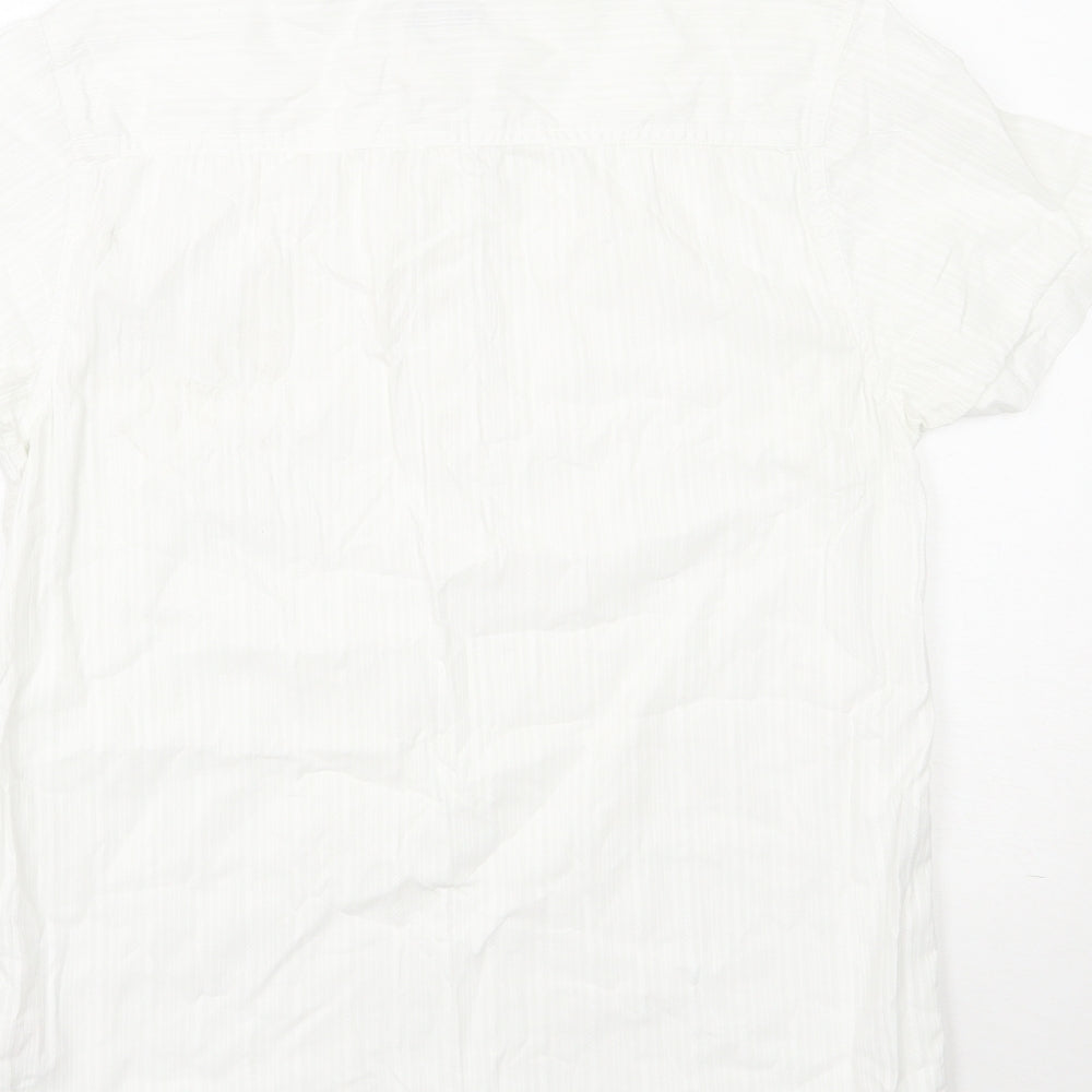 Peacocks Mens White  Cotton  Button-Up Size S Round Neck Button
