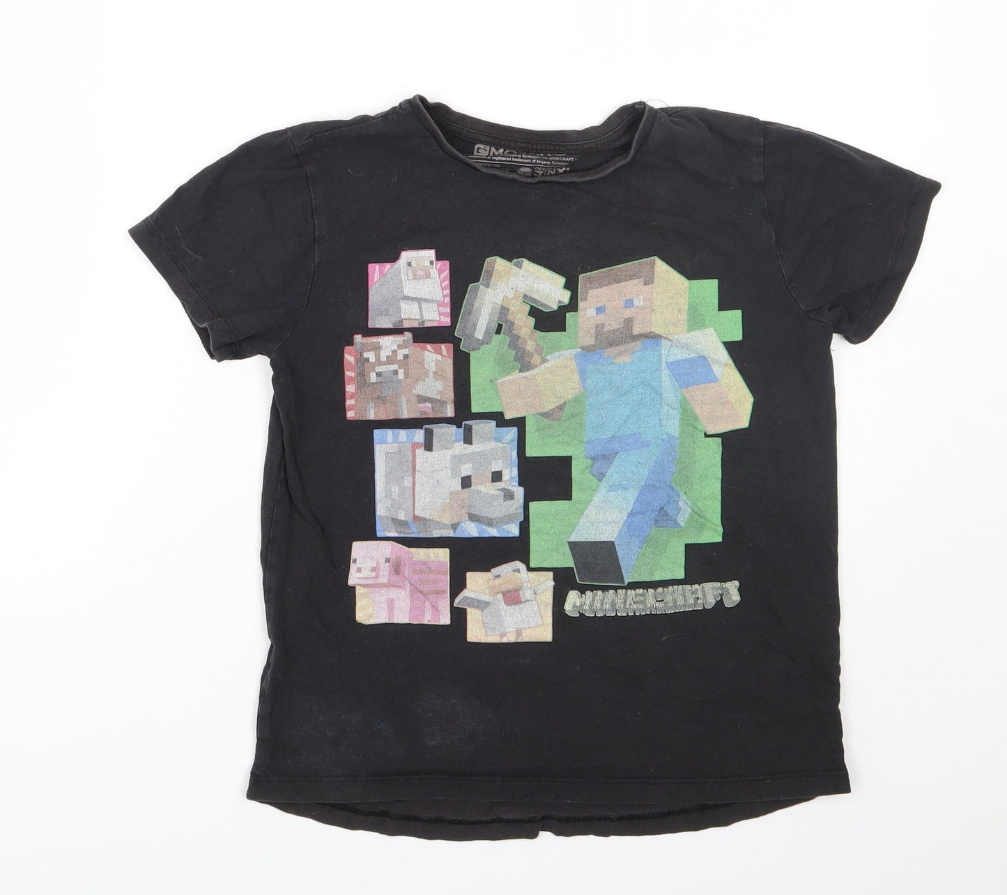 Mojang Boys Black  Cotton Basic T-Shirt Size 10-11 Years Round Neck  - Minecraft
