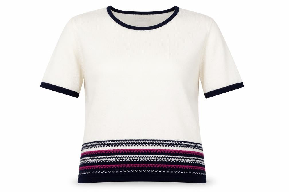 Eastex Womens White Geometric Acrylic Pullover Sweatshirt Size 14  Pullover