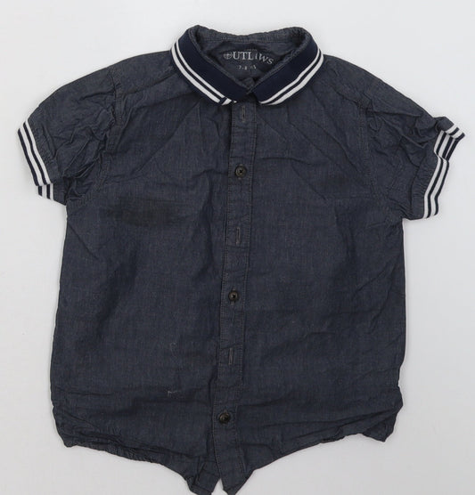 Peacocks Boys Blue  Cotton Basic Button-Up Size 7-8 Years Collared Button