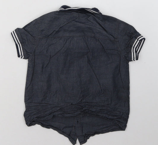 Peacocks Boys Blue  Cotton Basic Button-Up Size 7-8 Years Collared Button