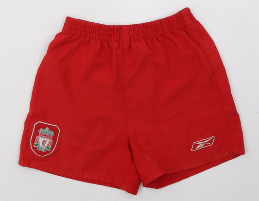 Reebok Boys Red  Polyester Sweat Shorts Size 3-4 Years  Regular  - Liverpool Football Club