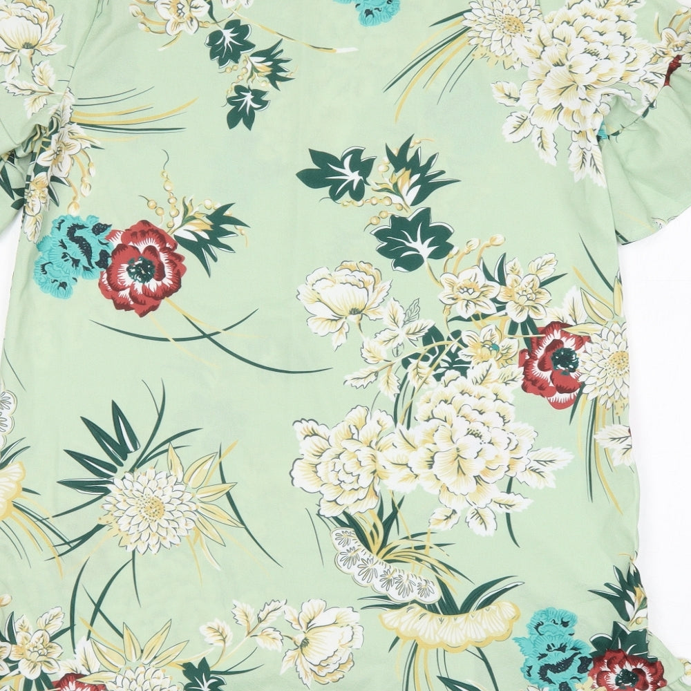 Preworn Womens Multicoloured Floral Polyester A-Line  Size XL  Round Neck
