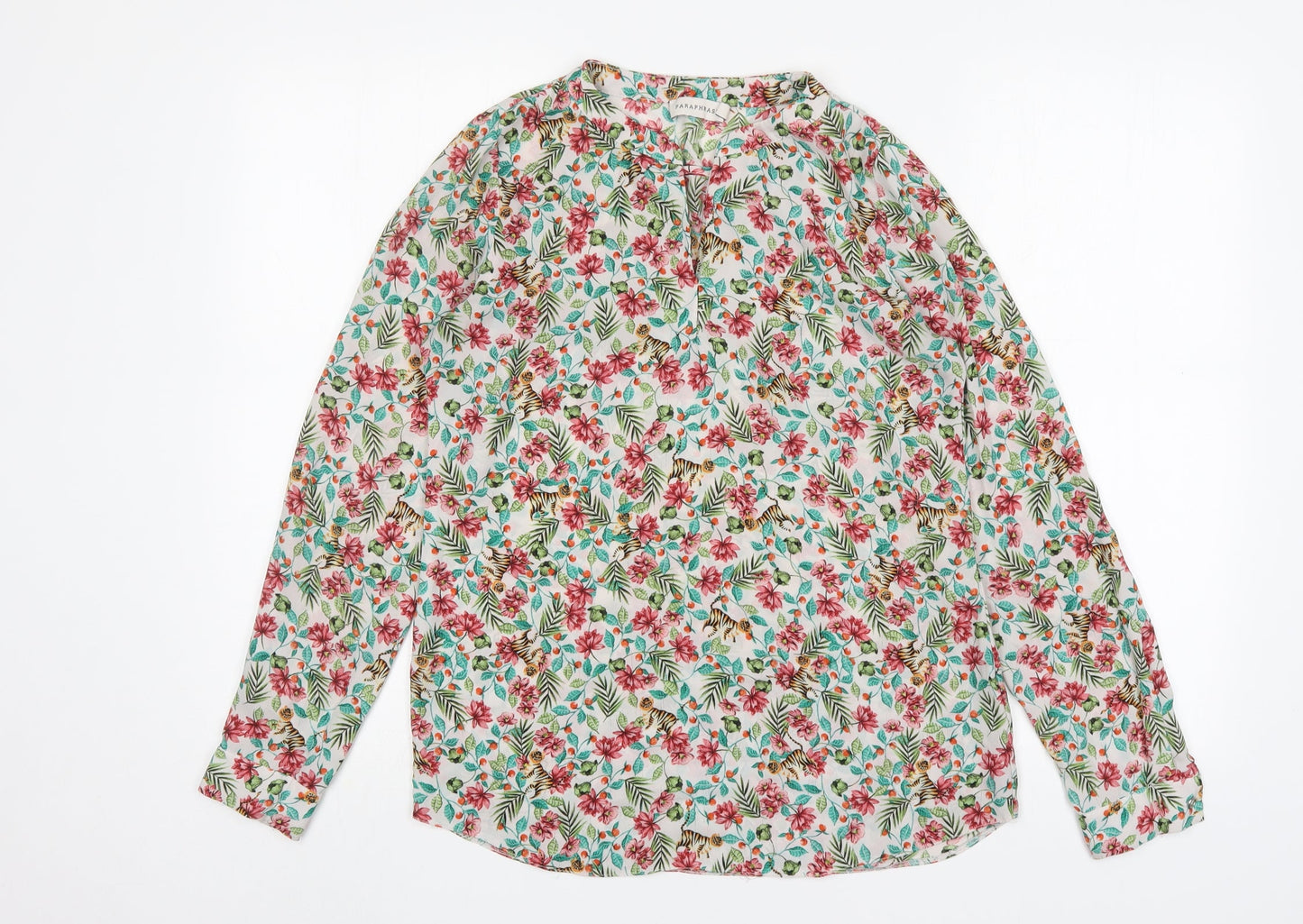 Paraphase Womens Multicoloured Floral  Basic Blouse Size XS V-Neck