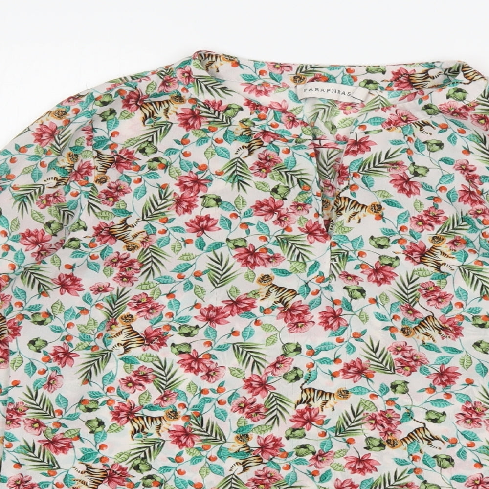 Paraphase Womens Multicoloured Floral  Basic Blouse Size XS V-Neck