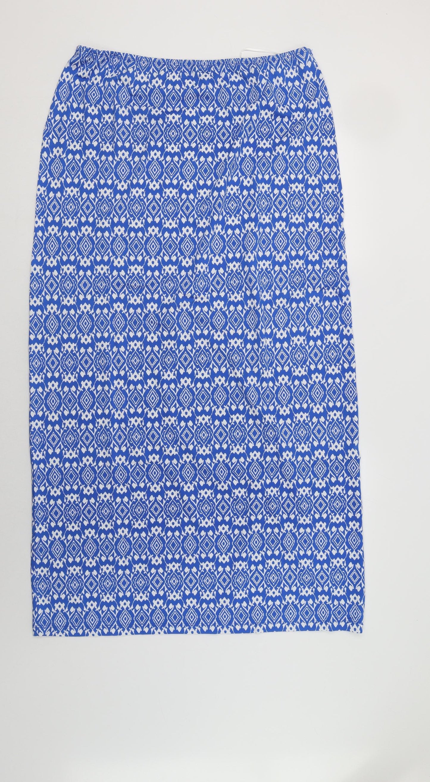 Savage Womens Blue Geometric Polyester Maxi Skirt Size L