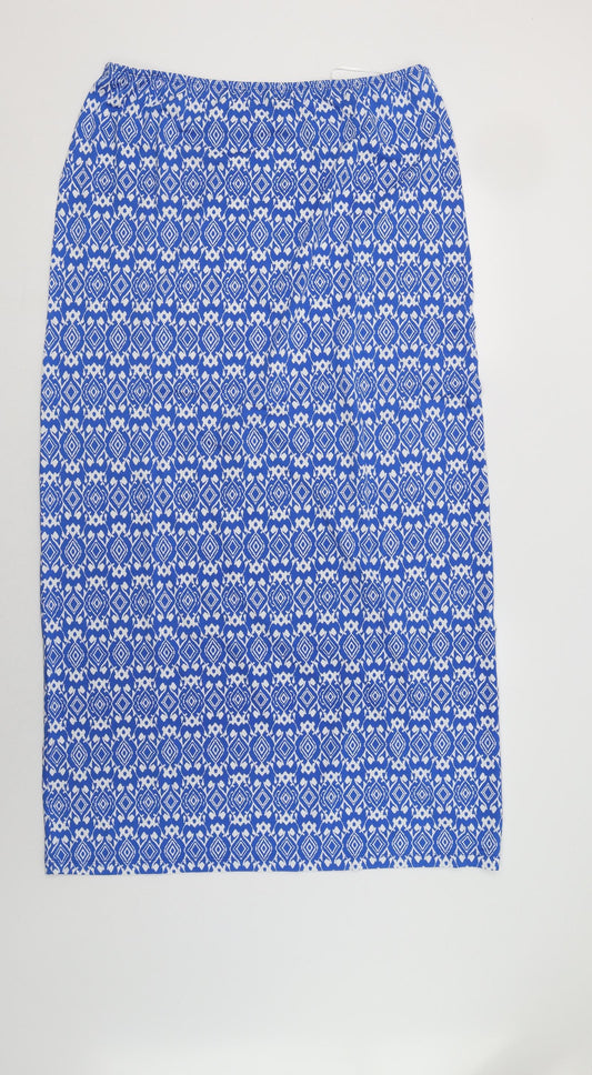 Savage Womens Blue Geometric Polyester Maxi Skirt Size L