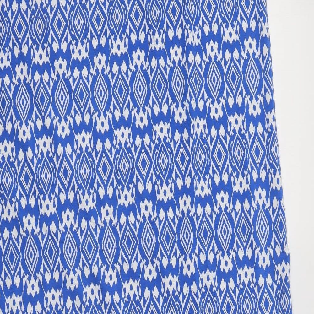 Savage Womens Blue Geometric Polyester Maxi Skirt Size L