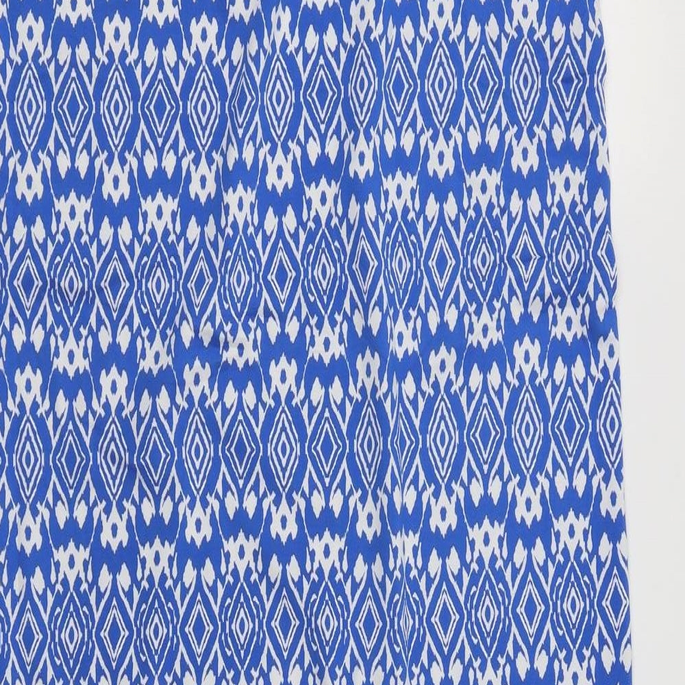 Savage Womens Blue Geometric Polyester Maxi Skirt Size L
