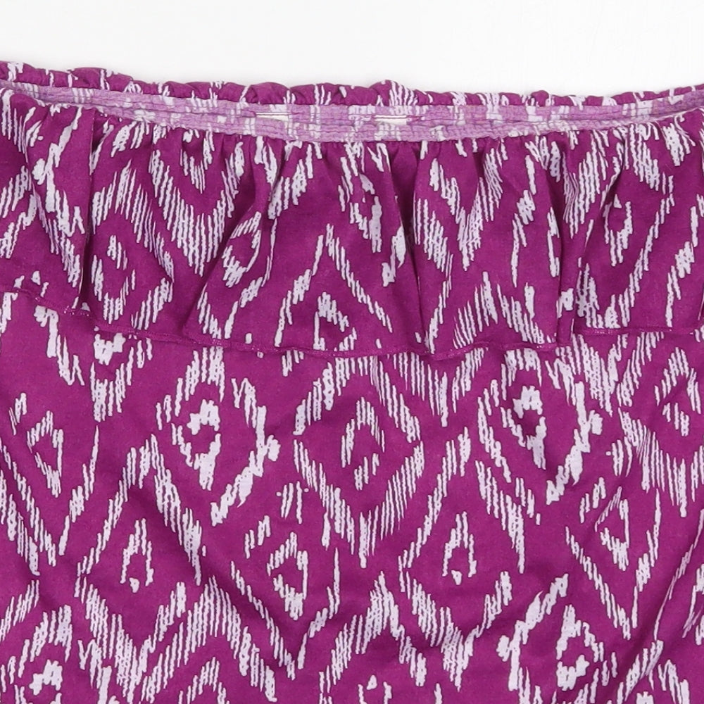 Peacocks Womens Purple Geometric Polyester Basic Tank Size M Off the Shoulder