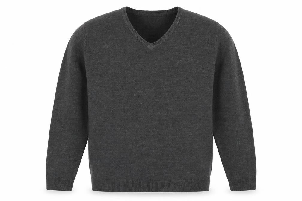 Marks and Spencer Mens Grey V-Neck  Acrylic Pullover Jumper Size L