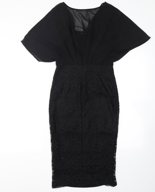 Girl In Mind Womens Black  Polyester Pencil Dress  Size 10  Crew Neck Zip