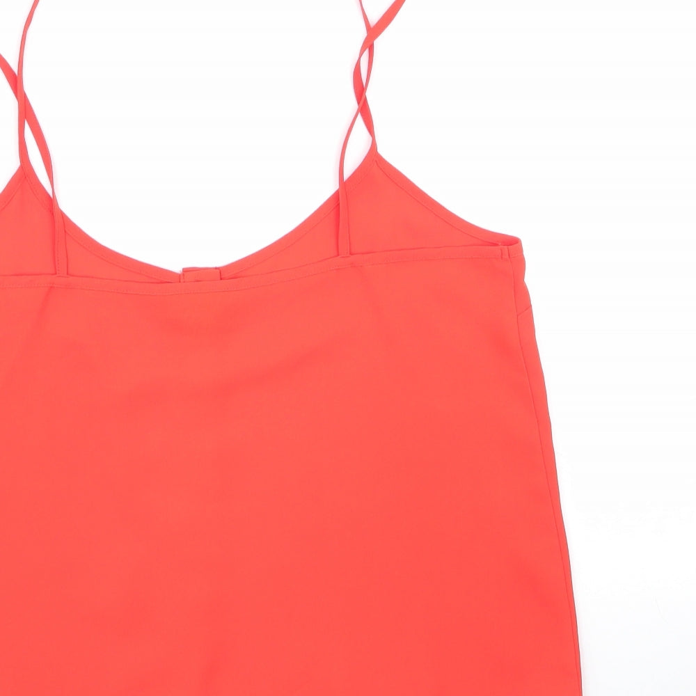 Topshop Womens Orange  Polyester Basic Blouse Size 10 Round Neck