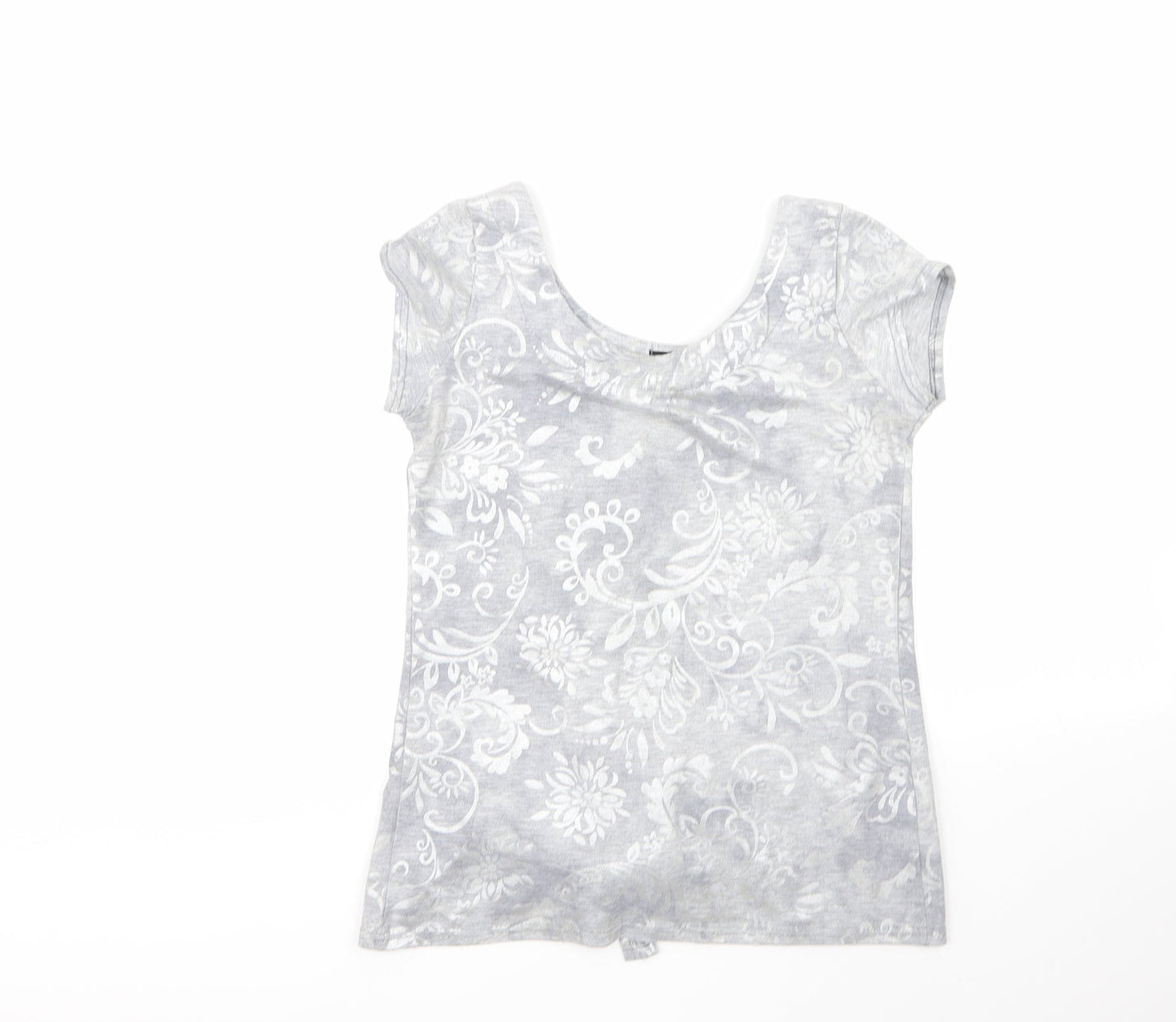 fii Womens Grey Floral Viscose Basic Blouse Size M Roll Neck