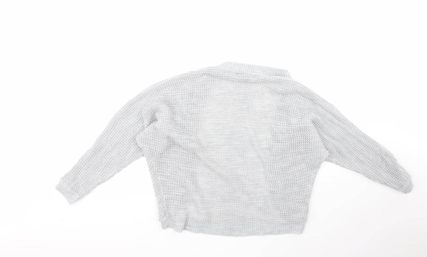 boohoo  Womens Grey Round Neck  Polyester Cardigan Jumper Size M