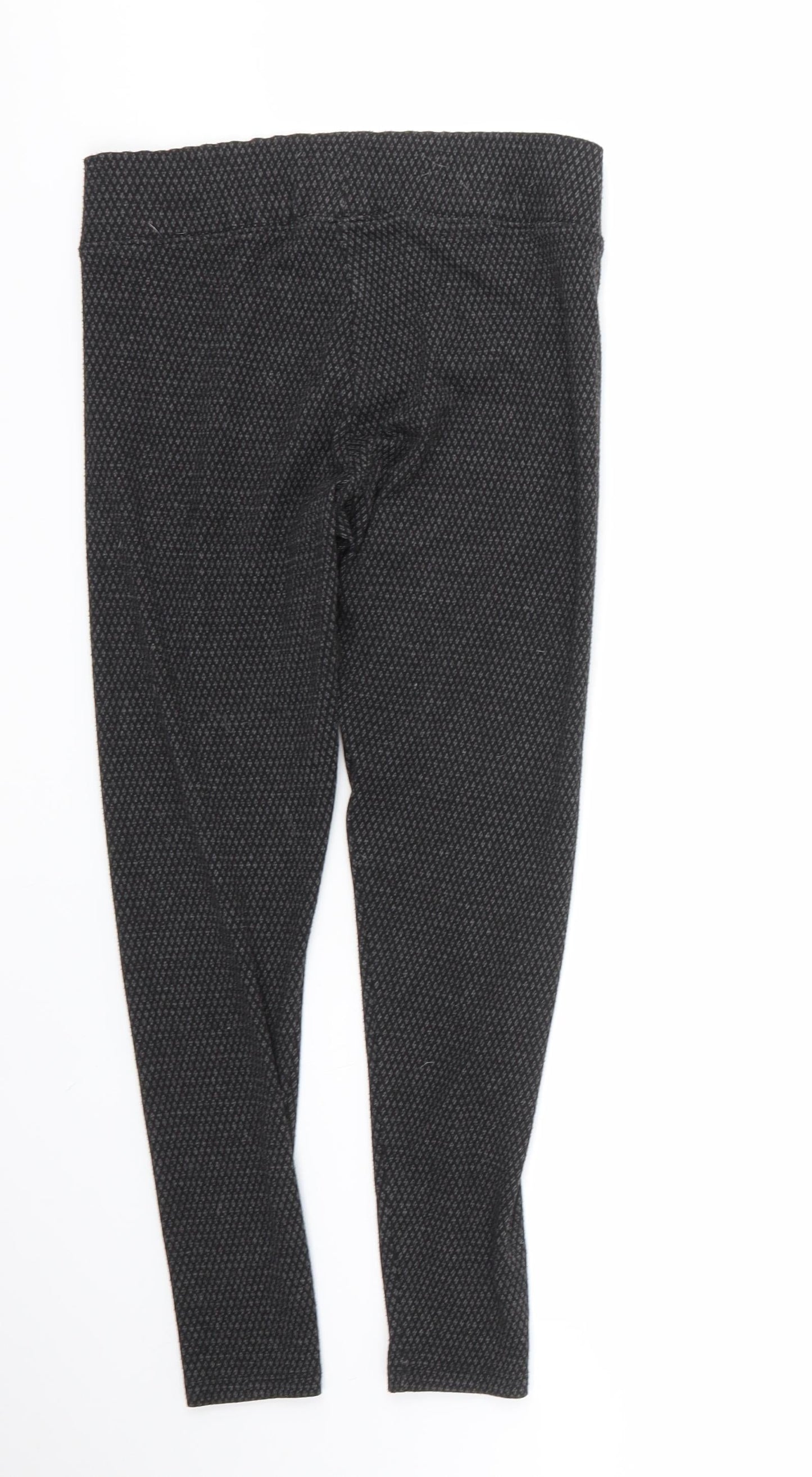 Marks and Spencer Womens Grey Geometric Polyester Cropped Leggings Size 10 L22 in