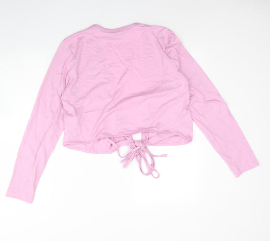 ASOS Womens Pink V-Neck  Cotton Cardigan Jumper Size 14