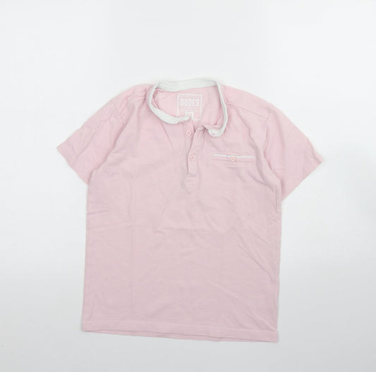 Undeniable Dudes Boys Pink  Cotton Basic Polo Size 11 Years Round Neck Button