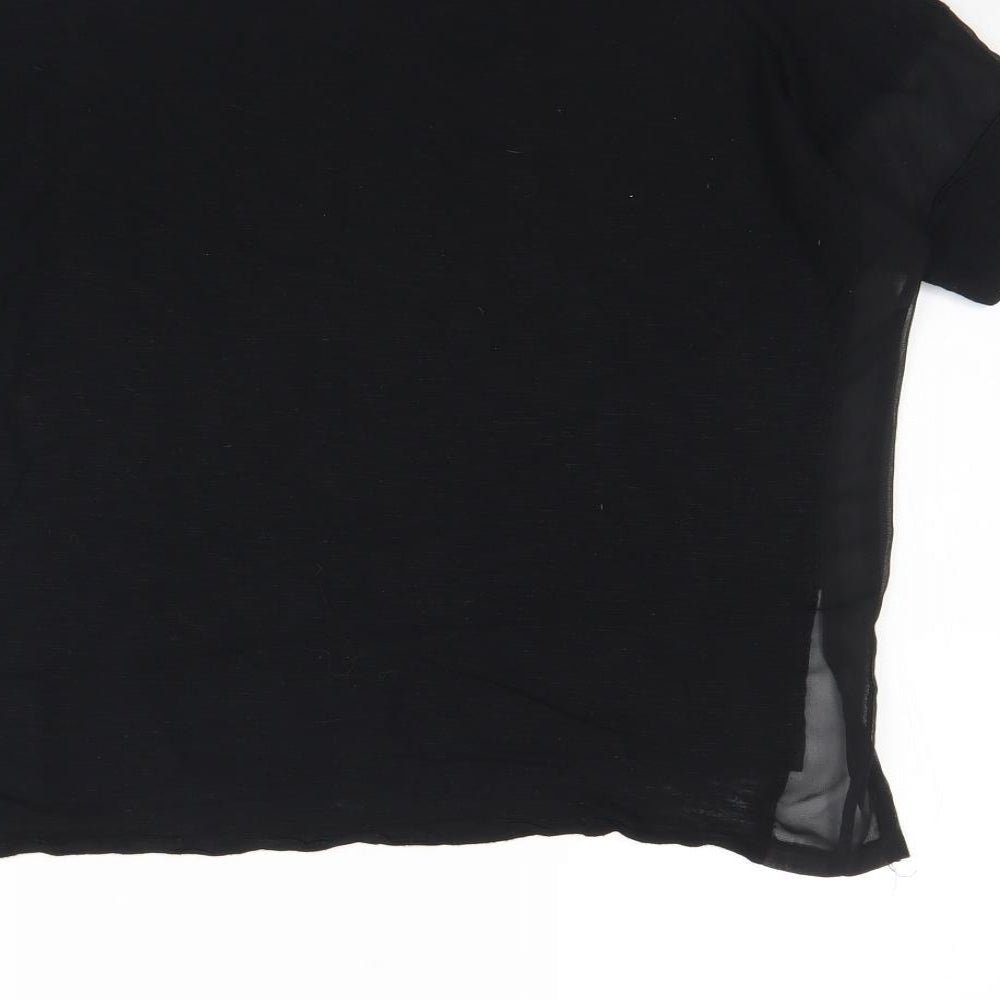 Warehouse Womens Black  Viscose Basic Blouse Size 8 Round Neck