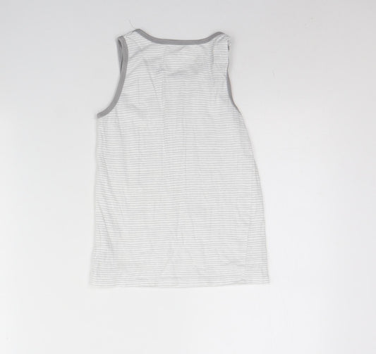 George Girls Grey Striped Cotton Basic Tank Size 8 Years Round Neck