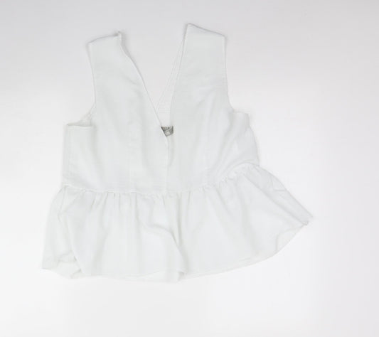 ASOS Womens White  Polyester Basic Tank Size 16 V-Neck