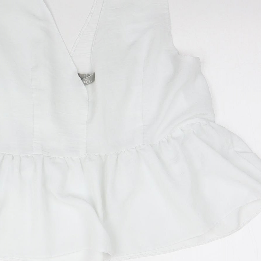 ASOS Womens White  Polyester Basic Tank Size 16 V-Neck