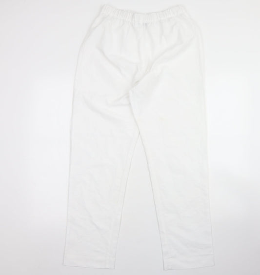 Preworn Womens White  Polyester Trousers  Size M L30 in Regular