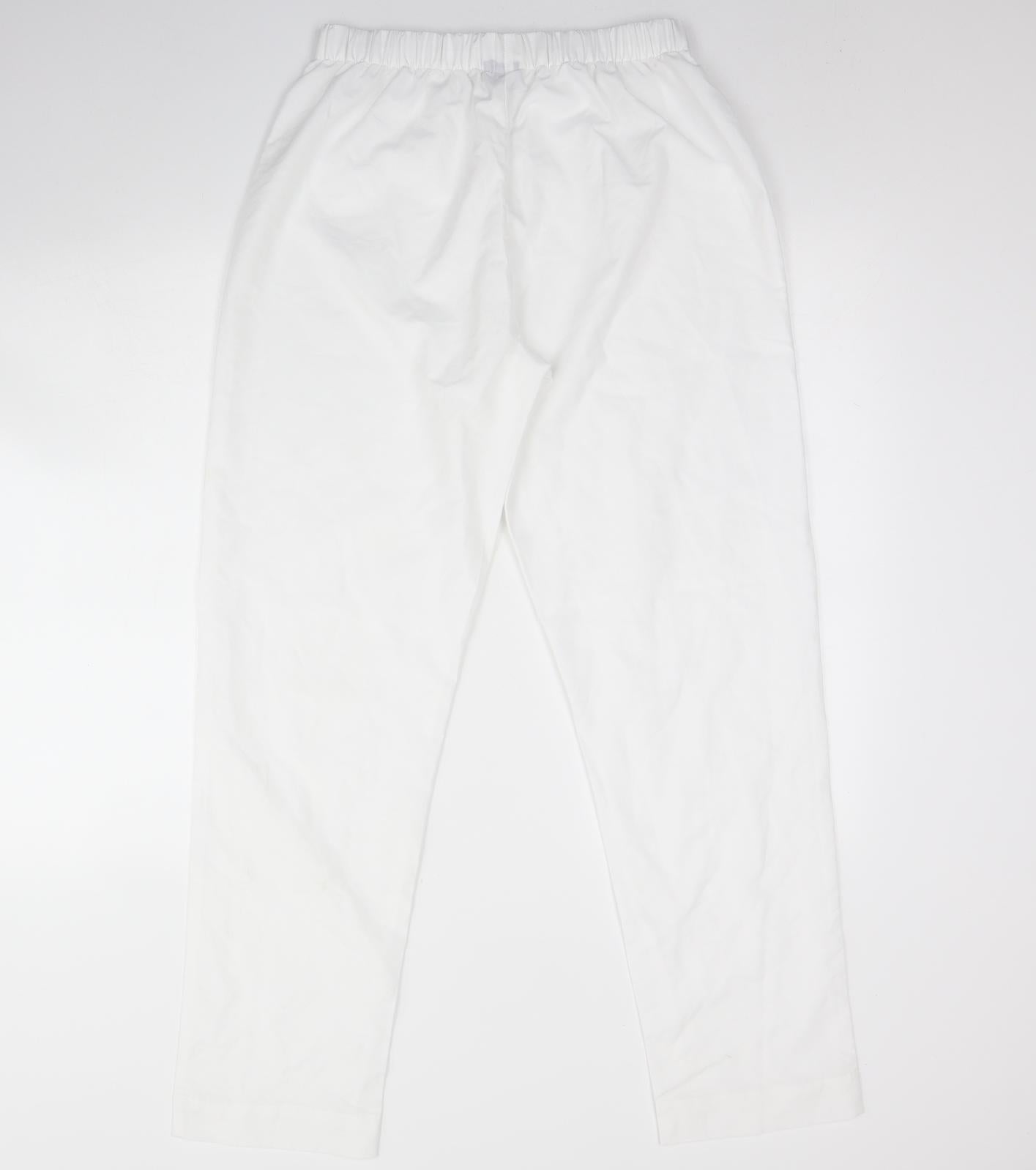 Preworn Womens White  Polyester Trousers  Size M L30 in Regular