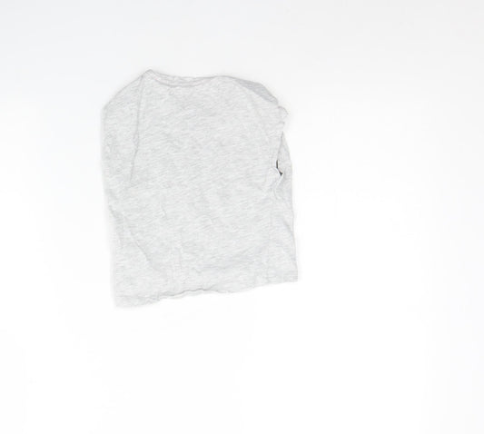 lily & Dan Girls Grey  Cotton Basic T-Shirt Size 3 Years Round Neck