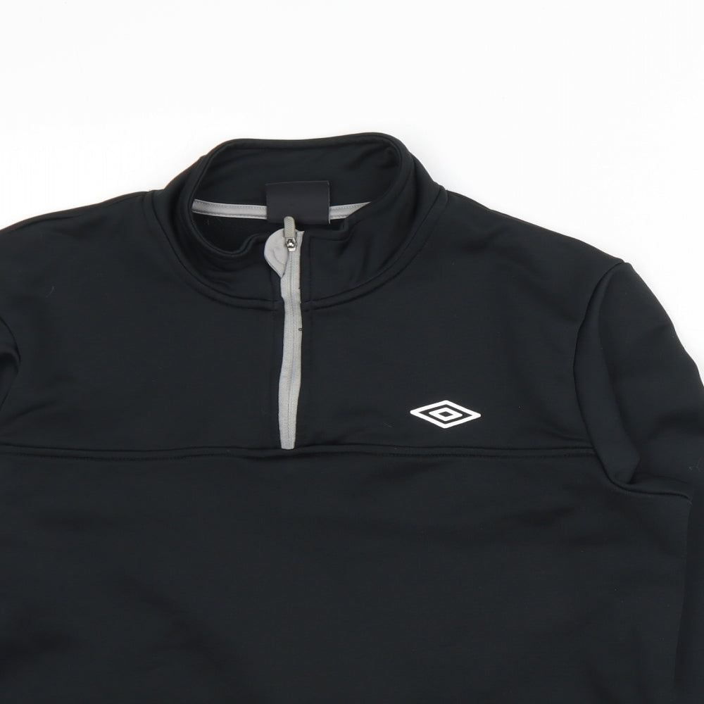 Umbro Mens Black High Neck  Polyester Henley Jumper Size M