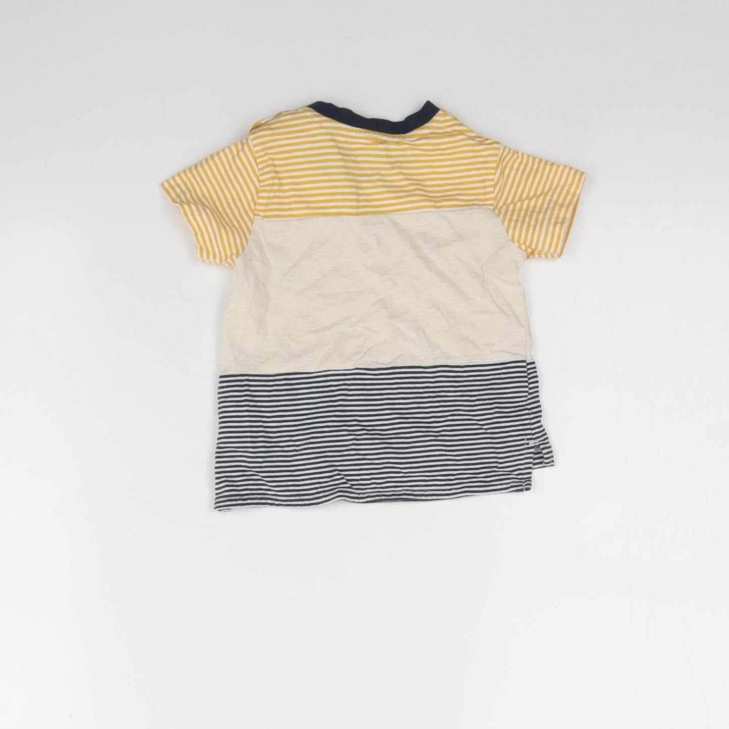Nutmeg Baby Multicoloured Striped Cotton Basic T-Shirt Size 9-12 Months Round Neck