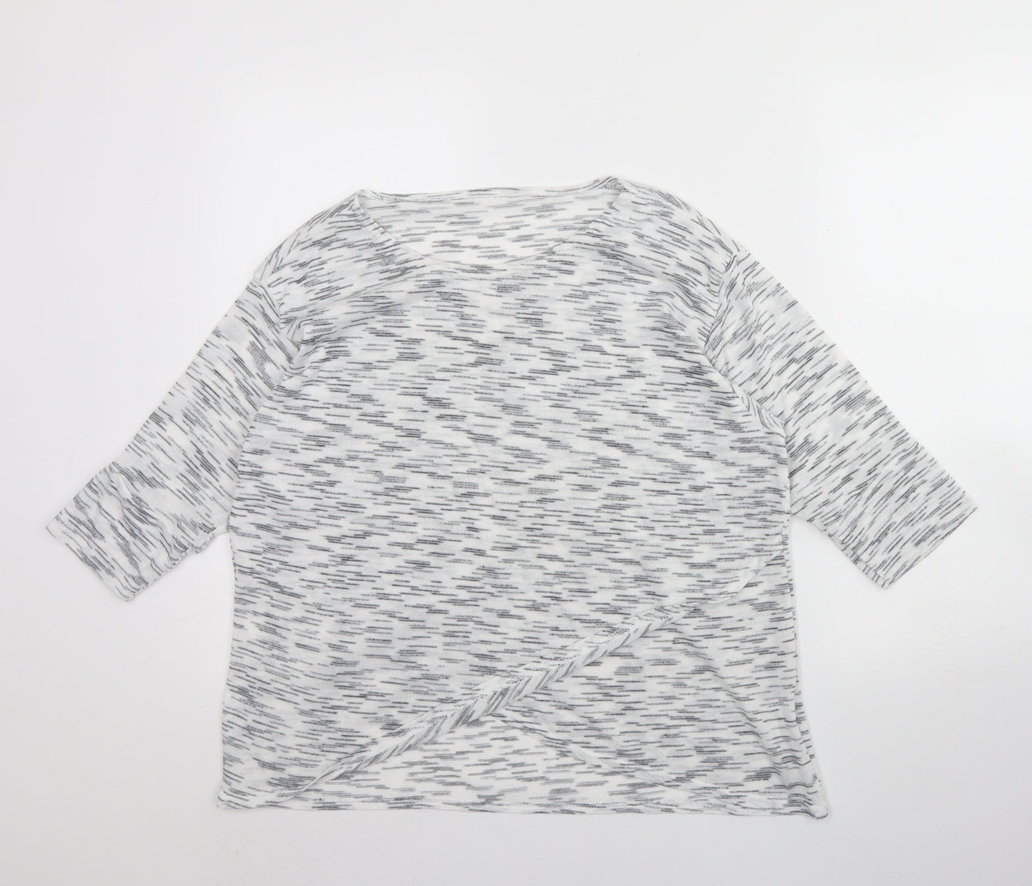 Preworn Womens White Round Neck Herringbone Polyester Pullover Jumper Size 14