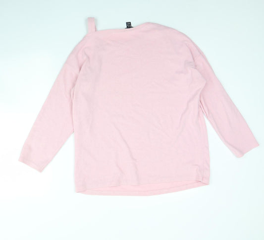 New Look Womens Pink Round Neck  Polyester Pullover Jumper Size M