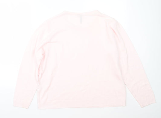 Intuition Essentials Womens Pink Round Neck  Acrylic Pullover Jumper Size 20