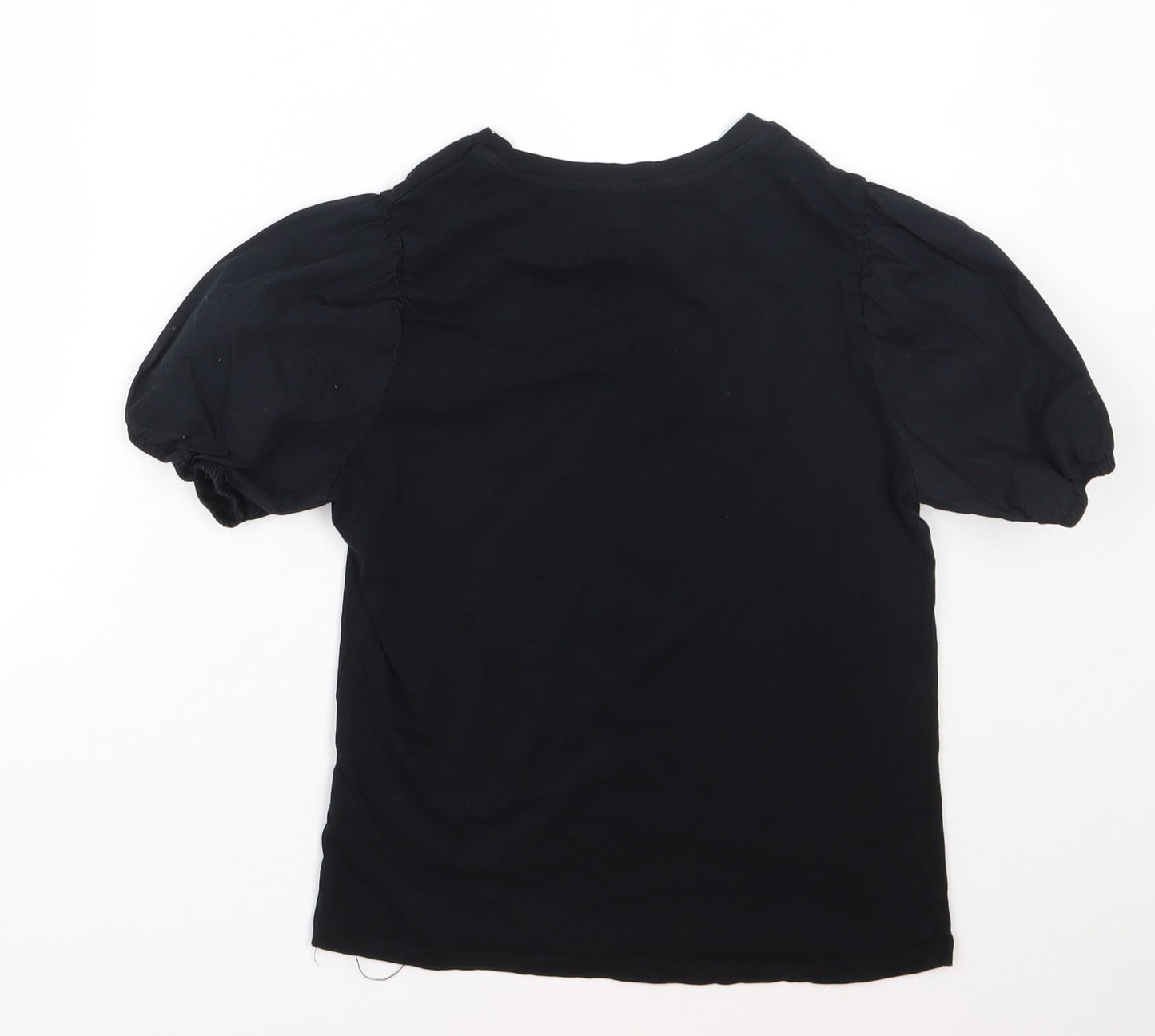 New Look Womens Black  Cotton Basic T-Shirt Size 10 Round Neck