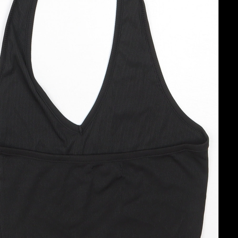 ROMWE Womens Black  Polyester Cropped Tank Size XS Round Neck