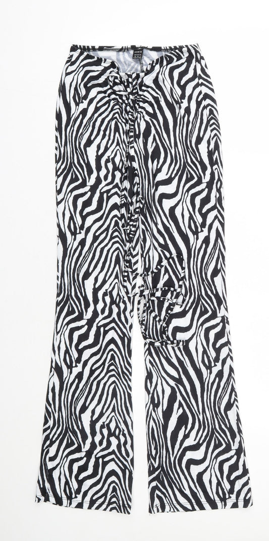 Shien Womens Black Animal Print Polyester Jogger Trousers Size XS L28 in Regular  - Zebra