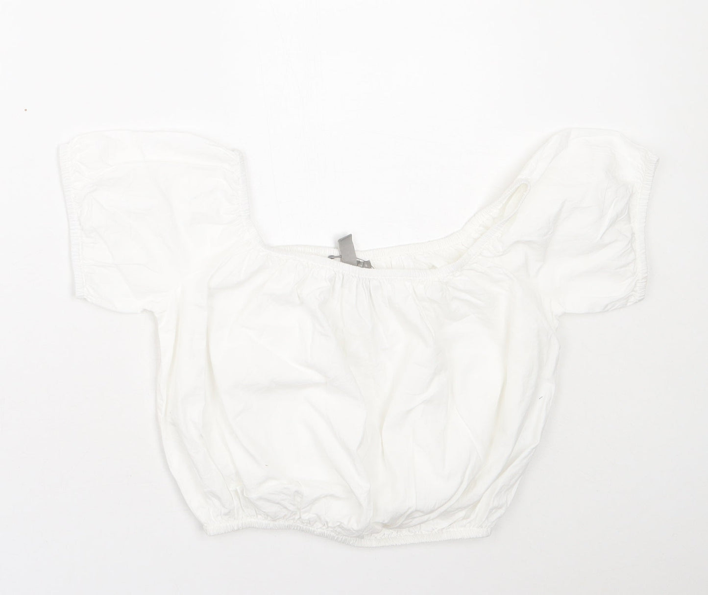 ASOS Womens White  Cotton Basic T-Shirt Size 6 Off the Shoulder