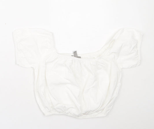 ASOS Womens White  Cotton Basic T-Shirt Size 6 Off the Shoulder