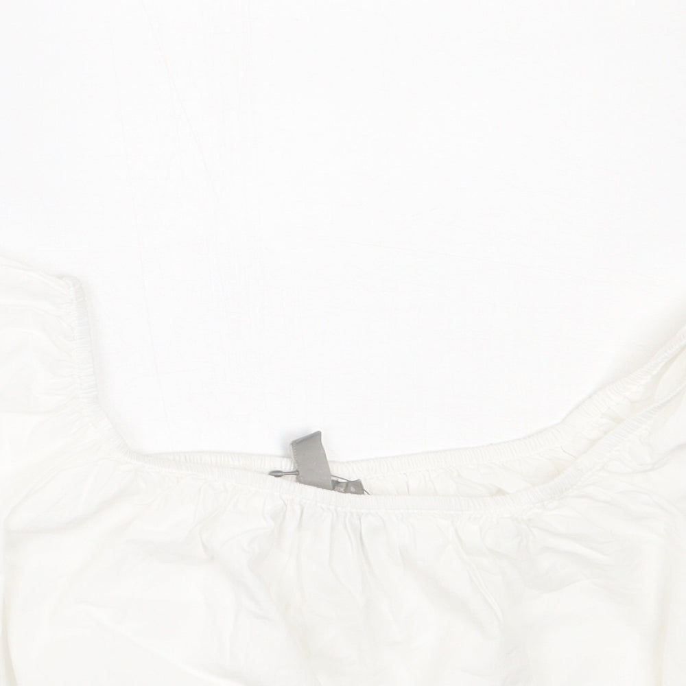 ASOS Womens White  Cotton Basic T-Shirt Size 6 Off the Shoulder