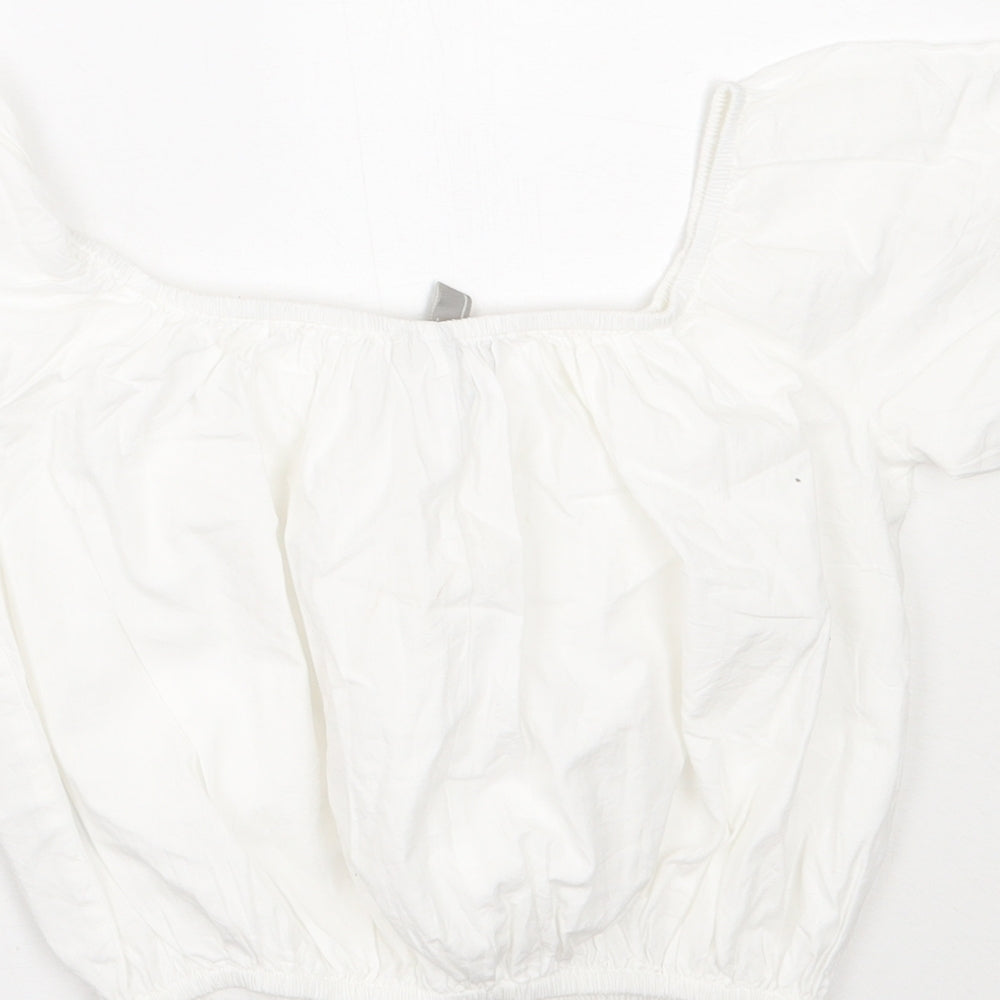 ASOS Womens White  Cotton Basic T-Shirt Size 6 Off the Shoulder