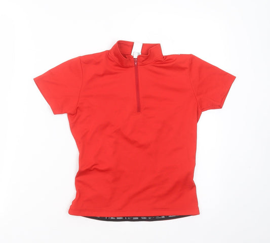oxylane Boys Red  Polyester Basic T-Shirt Size 8 Years Round Neck  - active wear