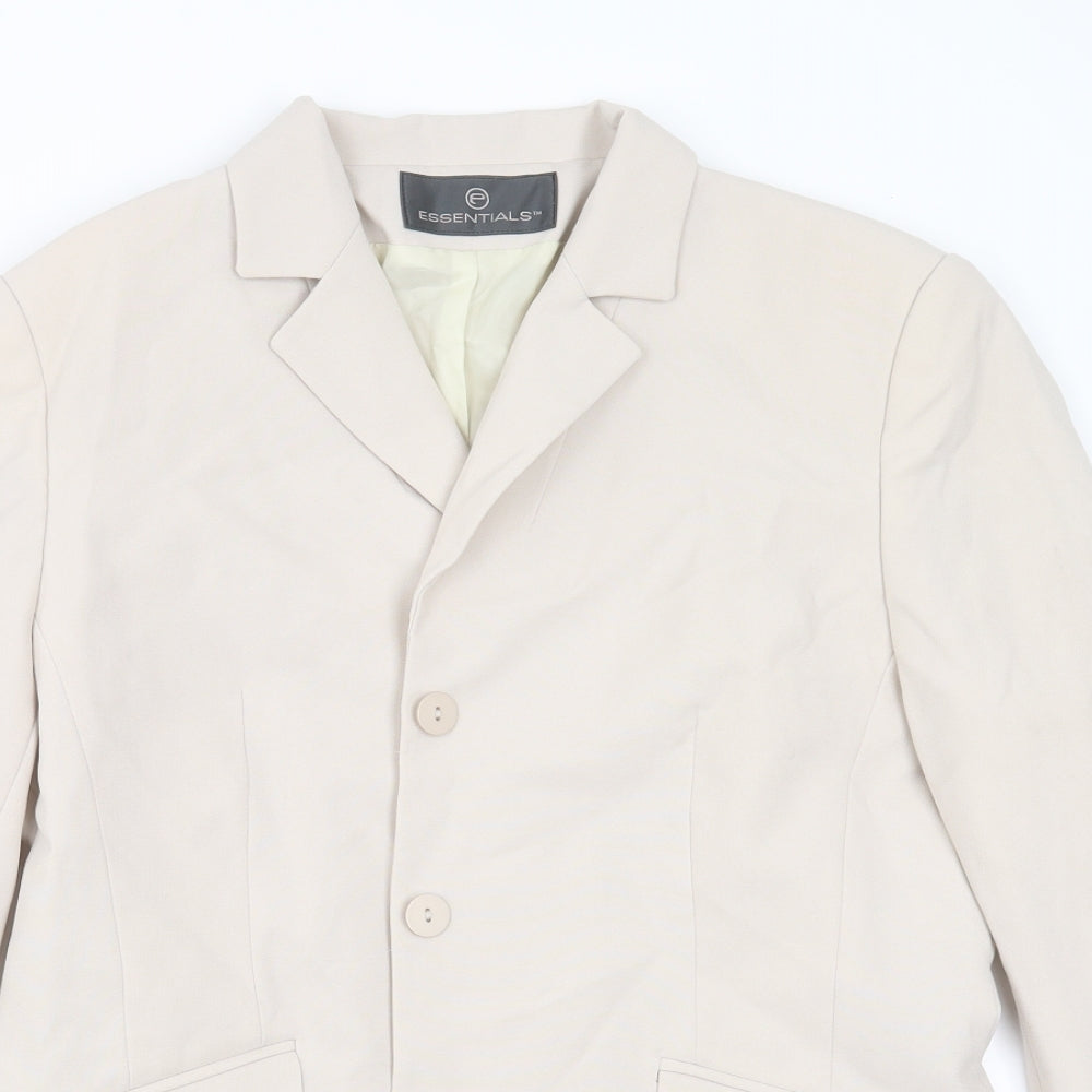 Essentials Womens Beige  Polyester Jacket Suit Jacket Size 14