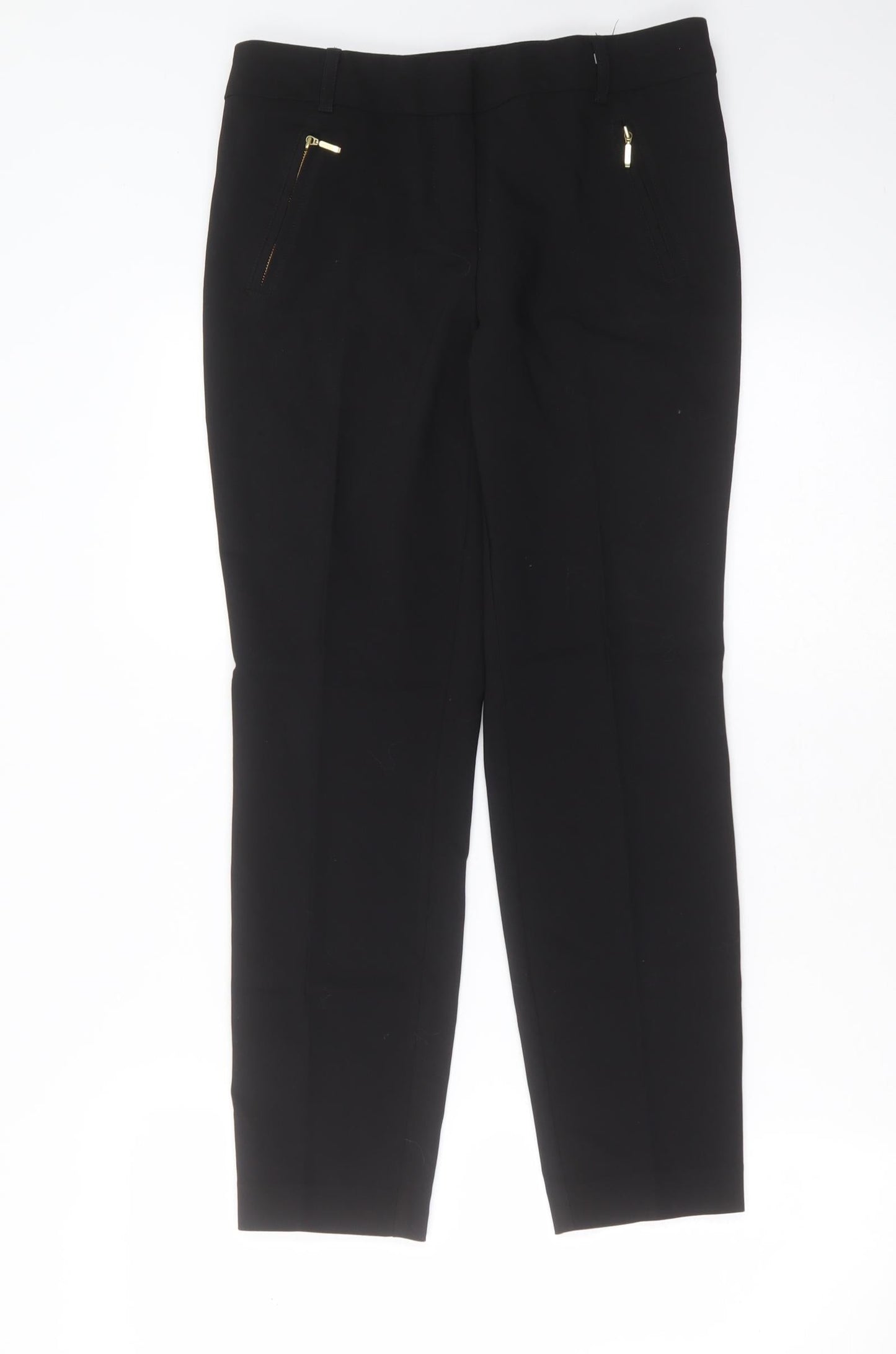 Papaya Womens Black  Cotton Trousers  Size 8 L25 in Slim