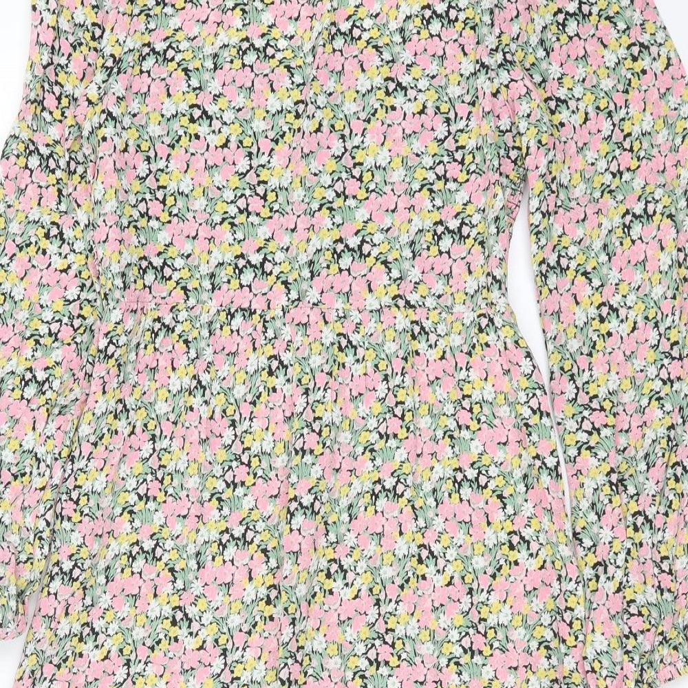 Miss Selfridge Womens Multicoloured Floral Viscose Fit & Flare  Size 6  Square Neck