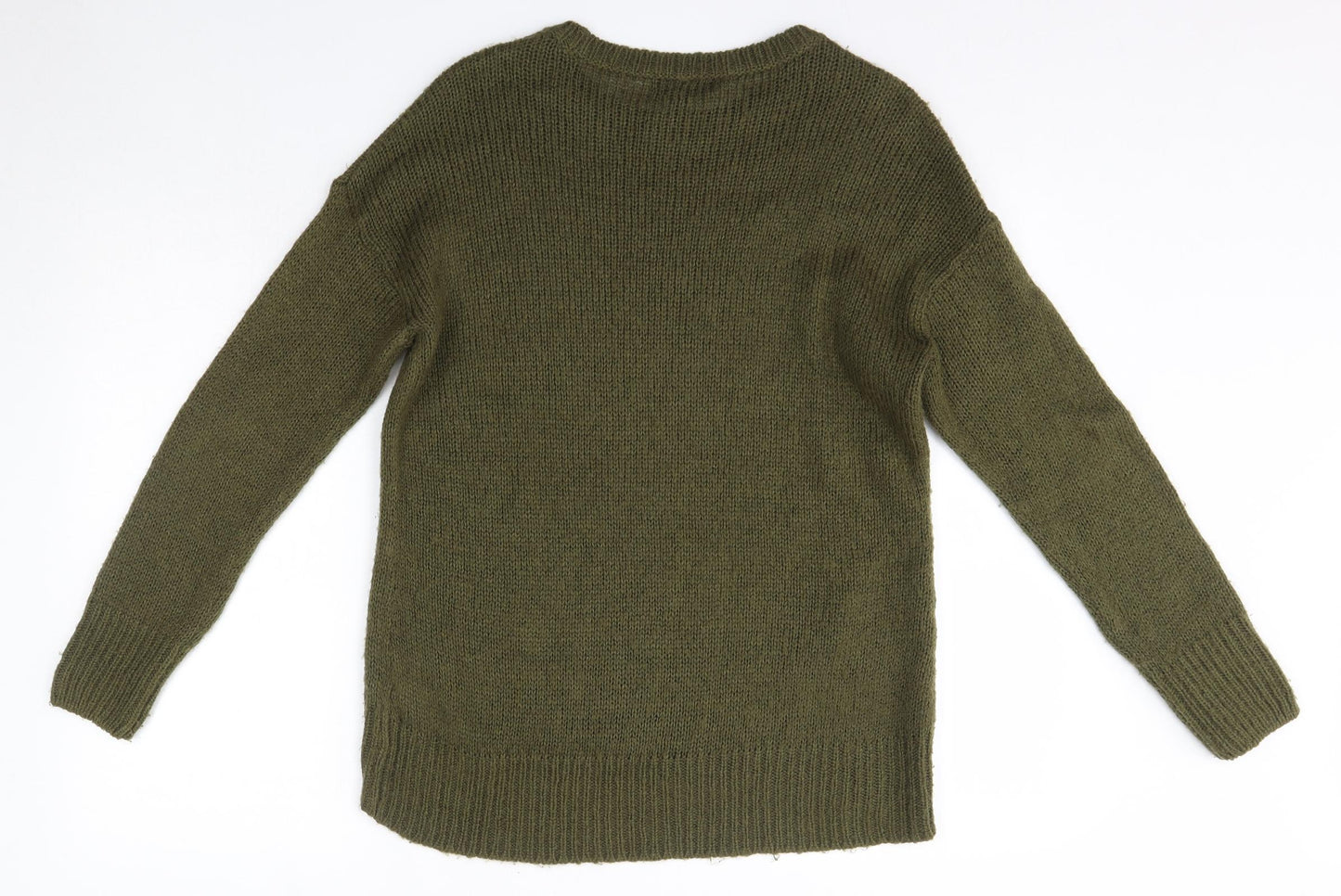 New Look Womens Green Round Neck  Acrylic Pullover Jumper Size S