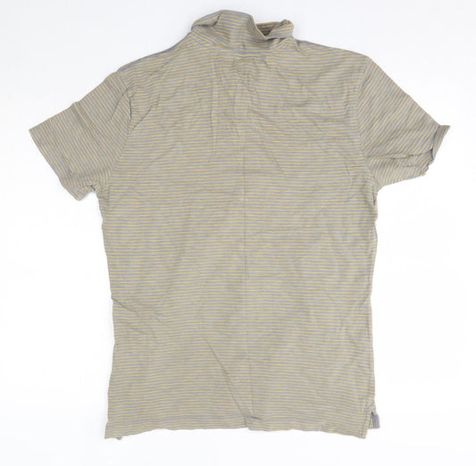 Gap Mens Grey Striped 100% Cotton  Polo Size M Collared