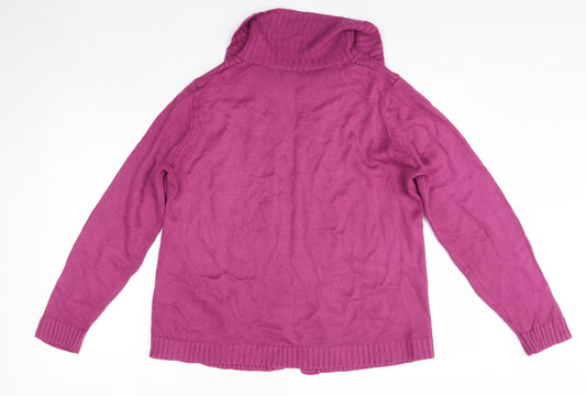 BM Womens Pink Collared  Acrylic Cardigan Jumper Size S